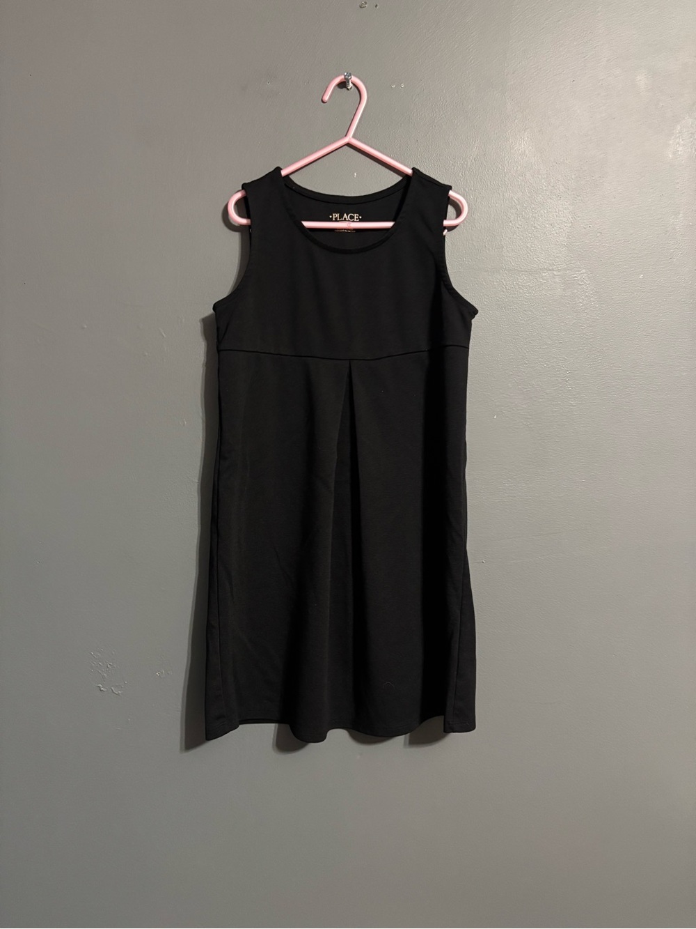 The Children's Place Black Solid Round Neck Sleeveless A-Line Dress Girls 7/8